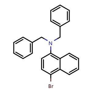 Chemical structure of N,N-dibenzyl-4-bromonaphthalen-1-amine , CAS 2816913-72-9, AChemBlock U141795