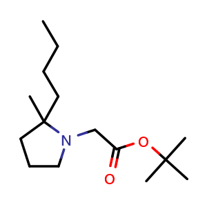 Chemical structure of tert-Butyl 2-Butyl-2-methylpyrrolidine-1-acetate , CAS 2135339-94-3, AChemBlock U141797