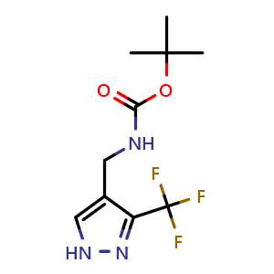 Chemical structure of N-Boc-3-(trifluoromethyl)-1H-pyrazole-4-methanamine , CAS 2245359-66-2, AChemBlock U141798