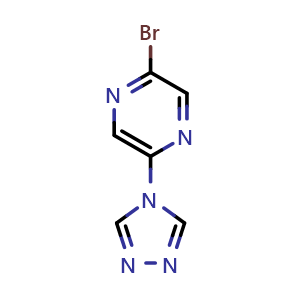 Chemical structure of 2-Bromo-5-(4H-1,2,4-triazol-4-yl)pyrazine , CAS 2389017-86-9, AChemBlock U141811