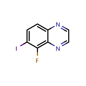 Chemical structure of 5-fluoro-6-iodoquinoxaline , CAS 2748450-53-3, AChemBlock U141815