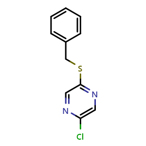 Chemical structure of 2-(Benzylthio)-5-chloropyrazine , CAS 1934834-22-6, AChemBlock U141825