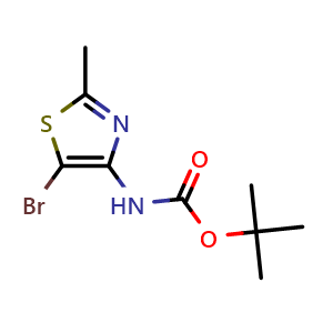 Chemical structure of 4-(Boc-amino)-5-bromo-2-methylthiazole , CAS 2253621-15-5, AChemBlock U141831