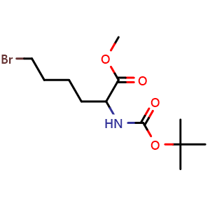 Chemical structure of Methyl N-Boc-2-amino-6-bromohexanoate , AChemBlock U141832