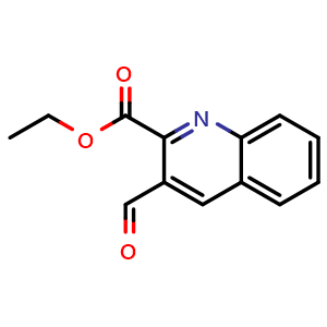 Chemical structure of ethyl 3-formylquinoline-2-carboxylate , AChemBlock U141838