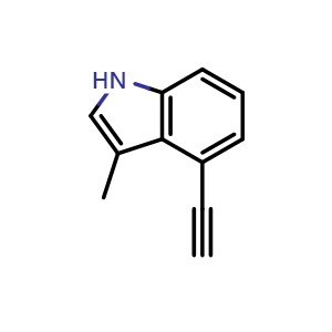 Chemical structure of 4-ethynyl-3-methyl-1H-indole , CAS 2741319-12-8, AChemBlock U141841