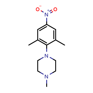 Chemical structure of 1-(2,6-dimethyl-4-nitrophenyl)-4-methylpiperazine , AChemBlock U141843