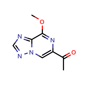 Chemical structure of 1-(8-methoxy-[1,2,4]triazolo[1,5-a]pyrazin-6-yl)ethan-1-one , CAS 2749918-84-9, AChemBlock U141845