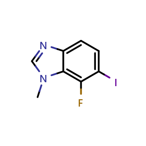 Chemical structure of 7-fluoro-6-iodo-1-methyl-1H-benzo[d]imidazole , CAS 2749347-11-1, AChemBlock U141857