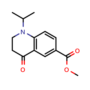 Chemical structure of Methyl 1-Isopropyl-4-oxo-1,2,3,4-tetrahydroquinoline-6-carboxylate , CAS 2306369-83-3, AChemBlock U141873
