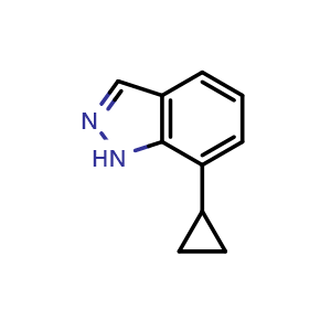 Chemical structure of 7-cyclopropyl-1H-indazole , CAS 2749763-12-8, AChemBlock U141880