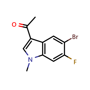 Chemical structure of 1-(5-bromo-6-fluoro-1-methyl-1H-indol-3-yl)ethan-1-one , CAS 2749762-39-6, AChemBlock U141882