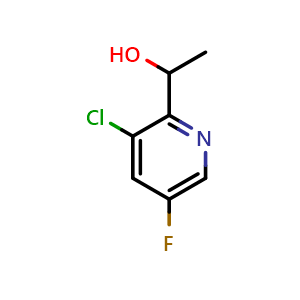 Chemical structure of 1-(3-chloro-5-fluoropyridin-2-yl)ethan-1-ol , CAS 2733055-17-7, AChemBlock U141899