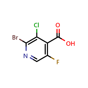 Chemical structure of 2-bromo-3-chloro-5-fluoroisonicotinic acid , CAS 2748262-29-3, AChemBlock U141900