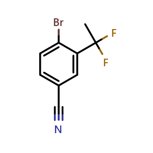 Chemical structure of 4-Bromo-3-(1,1-difluoroethyl)benzonitrile , CAS 2375195-01-8, AChemBlock U141914