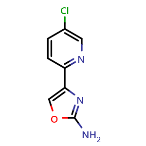 Chemical structure of 4-(5-chloropyridin-2-yl)oxazol-2-amine , CAS 2749711-67-7, AChemBlock U141921