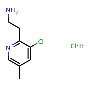 Chemical structure of 2-(3-chloro-5-methylpyridin-2-yl)ethan-1-amine hydrochloride , CAS 2751336-66-8, AChemBlock U141927