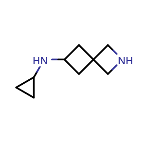 Chemical structure of N-cyclopropyl-2-azaspiro[3.3]heptan-6-amine , CAS 2752002-16-5, AChemBlock U141932