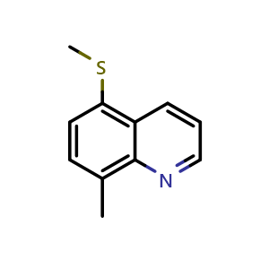 Chemical structure of 8-methyl-5-(methylthio)quinoline , CAS 2751837-60-0, AChemBlock U141938