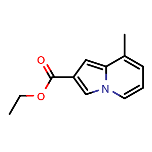 Chemical structure of ethyl 8-methylindolizine-2-carboxylate , CAS 2385123-34-0, AChemBlock U141947