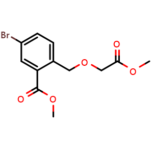 Chemical structure of methyl 5-bromo-2-((2-methoxy-2-oxoethoxy)methyl)benzoate , CAS 2703756-39-0, AChemBlock U141951