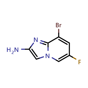 Chemical structure of 8-bromo-6-fluoroimidazo[1,2-a]pyridin-2-amine , CAS 2749398-32-9, AChemBlock U141967