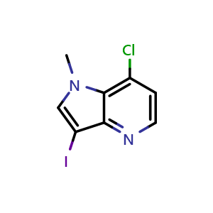 Chemical structure of 7-chloro-3-iodo-1-methyl-1H-pyrrolo[3,2-b]pyridine , CAS 2740373-14-0, AChemBlock U141968