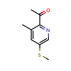 Chemical structure of 1-(3-methyl-5-(methylthio)pyridin-2-yl)ethan-1-one , CAS 2748633-21-6, AChemBlock U141971