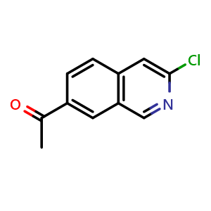 Chemical structure of 1-(3-chloroisoquinolin-7-yl)ethan-1-one , CAS 2740866-31-1, AChemBlock U141983