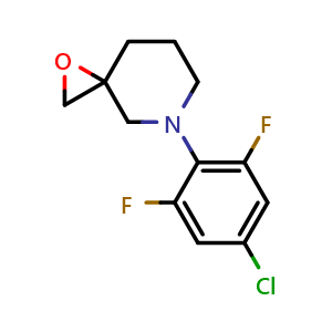 Chemical structure of 5-(4-Chloro-2,6-difluorophenyl)-1-oxa-5-azaspiro[2.5]octane , CAS 2568130-96-9, AChemBlock U141992