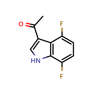 Chemical structure of 1-(4,7-difluoro-1H-indol-3-yl)ethan-1-one , CAS 2739768-20-6, AChemBlock U142001