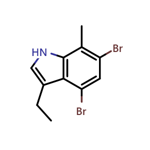 Chemical structure of 4,6-dibromo-3-ethyl-7-methyl-1H-indole , CAS 2752241-41-9, AChemBlock U142013