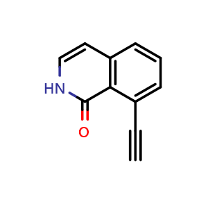 Chemical structure of 8-ethynylisoquinolin-1(2H)-one , CAS 2749919-79-5, AChemBlock U142018