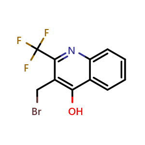 Chemical structure of 3-(bromomethyl)-2-(trifluoromethyl)quinolin-4-ol , CAS 2748630-50-2, AChemBlock U142027