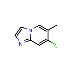 Chemical structure of 7-chloro-6-methylimidazo[1,2-a]pyridine , CAS 2740845-72-9, AChemBlock U142034