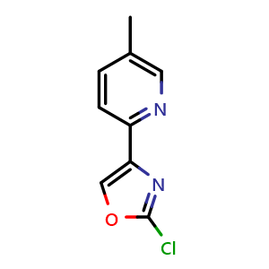 Chemical structure of 2-chloro-4-(5-methylpyridin-2-yl)oxazole , CAS 2749939-64-6, AChemBlock U142039