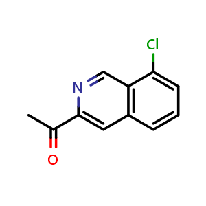 Chemical structure of 1-(8-chloroisoquinolin-3-yl)ethan-1-one , CAS 2749711-31-5, AChemBlock U142049