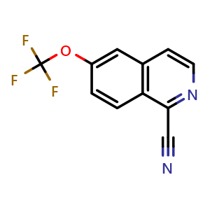 Chemical structure of 6-(trifluoromethoxy)isoquinoline-1-carbonitrile , CAS 2742889-59-2, AChemBlock U142053