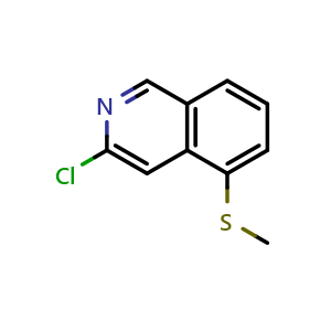 Chemical structure of 3-chloro-5-(methylthio)isoquinoline , CAS 2749735-78-0, AChemBlock U142078