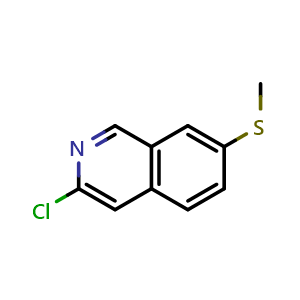 Chemical structure of 3-chloro-7-(methylthio)isoquinoline , CAS 2748290-72-2, AChemBlock U142080