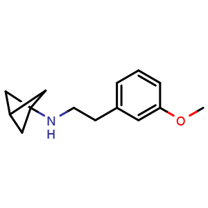 Chemical structure of N-(3-methoxyphenethyl)bicyclo[1.1.1]pentan-1-amine , CAS 2748289-65-6, AChemBlock U142110