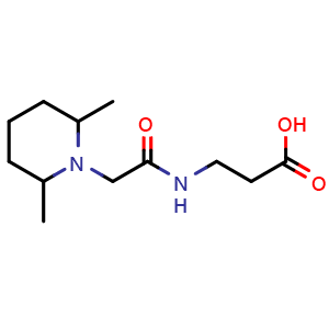 Chemical structure of 3-[2-(2,6-Dimethyl-1-piperidyl)acetamido]propanoic acid , CAS 922182-36-3, AChemBlock U142121