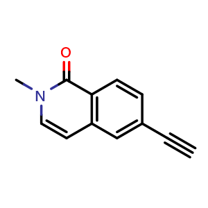 Chemical structure of 6-ethynyl-2-methylisoquinolin-1(2H)-one , CAS 2749735-28-0, AChemBlock U142124