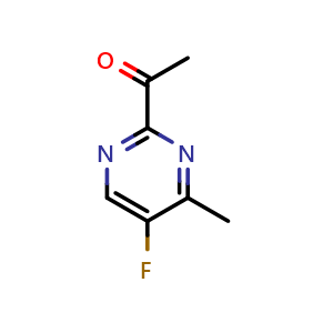 Chemical structure of 1-(5-fluoro-4-methylpyrimidin-2-yl)ethan-1-one , CAS 2749712-67-0, AChemBlock U142149