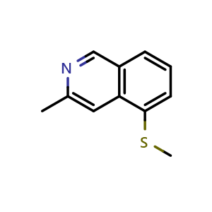 Chemical structure of 3-methyl-5-(methylthio)isoquinoline , CAS 2753119-54-7, AChemBlock U142161