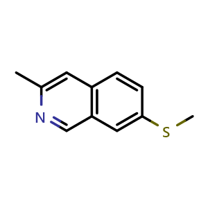 Chemical structure of 3-methyl-7-(methylthio)isoquinoline , CAS 2748264-33-5, AChemBlock U142163