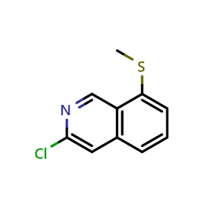 Chemical structure of 3-chloro-8-(methylthio)isoquinoline , CAS 2748290-63-1, AChemBlock U142164