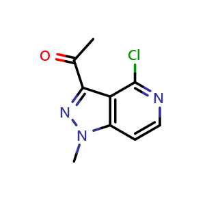 Chemical structure of 1-(4-chloro-1-methyl-1H-pyrazolo[4,3-c]pyridin-3-yl)ethan-1-one , CAS 2749346-55-0, AChemBlock U142167
