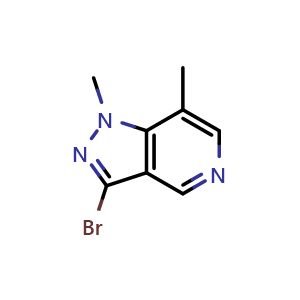 Chemical structure of 3-bromo-1,7-dimethyl-1H-pyrazolo[4,3-c]pyridine , CAS 2743253-90-7, AChemBlock U142170