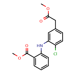Chemical structure of Methyl 2-[[2-Chloro-5-(2-methoxy-2-oxoethyl)phenyl]amino]benzoate , CAS 2389017-87-0, AChemBlock U142174